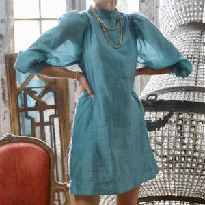 MIRTH Caftans teal colored mini-dress size small. BRAND NEW!